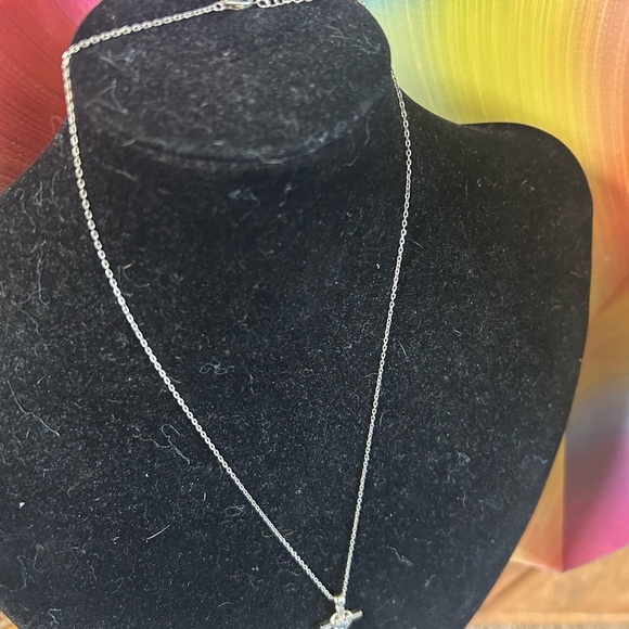 Silver Infinity Pendant Necklace with Blue Accent - Picture 7 of 7